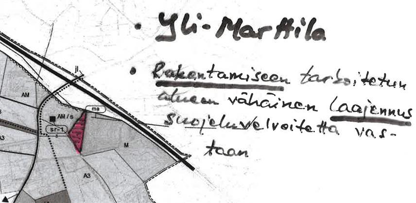 sovittaen. Uudisrakentaminen edellyttää asemakaavan laatimista. Yleiskaavaalueen Aakkulan tilan AP-1 määräys modifioituna tulisi myös kysymykseen Yli- Marttilankin kohdalla.