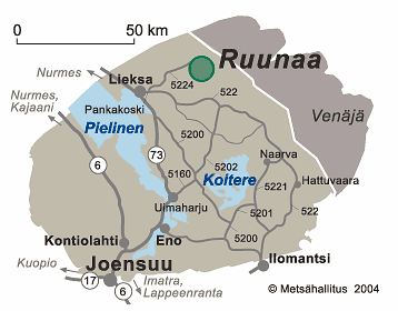 1 Johdanto Ruunaan luontotalo sijaitsee noin 13 300 asukkaan Lieksassa, joka on pinta-alaltaan Suomen viidenneksi suurin kaupunki.