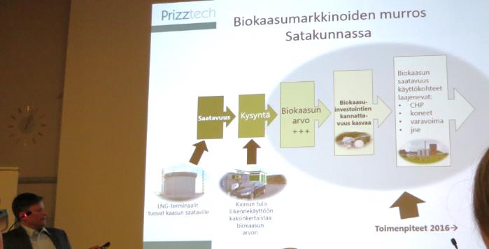 Biokaasuseminaarin avasi Porin apulaiskaupunginjohtaja Kari Hannus Hannus toi avauksessa esille, että kaupungilla on merkittävä rooli biokaasun edistämisessä. Kaupungin ohjaavia välineitä ovat mm.