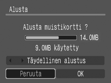 Muistikorttien alustaminen Uusi muistikortti tai kortti, jolta haluat poistaa kaikki kuvat ja muut tiedot, on aina alustettava.
