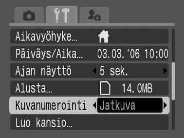 2 Valitse päivämäärä [Autom. luonti] -vaihtoehtoa varten ja valitse [Aika]-vaihtoehdossa kellonaika. tulee näyttöön, kun määrittämäsi aika on tullut. Merkki häviää näytöstä, kun uusi kansio on luotu.