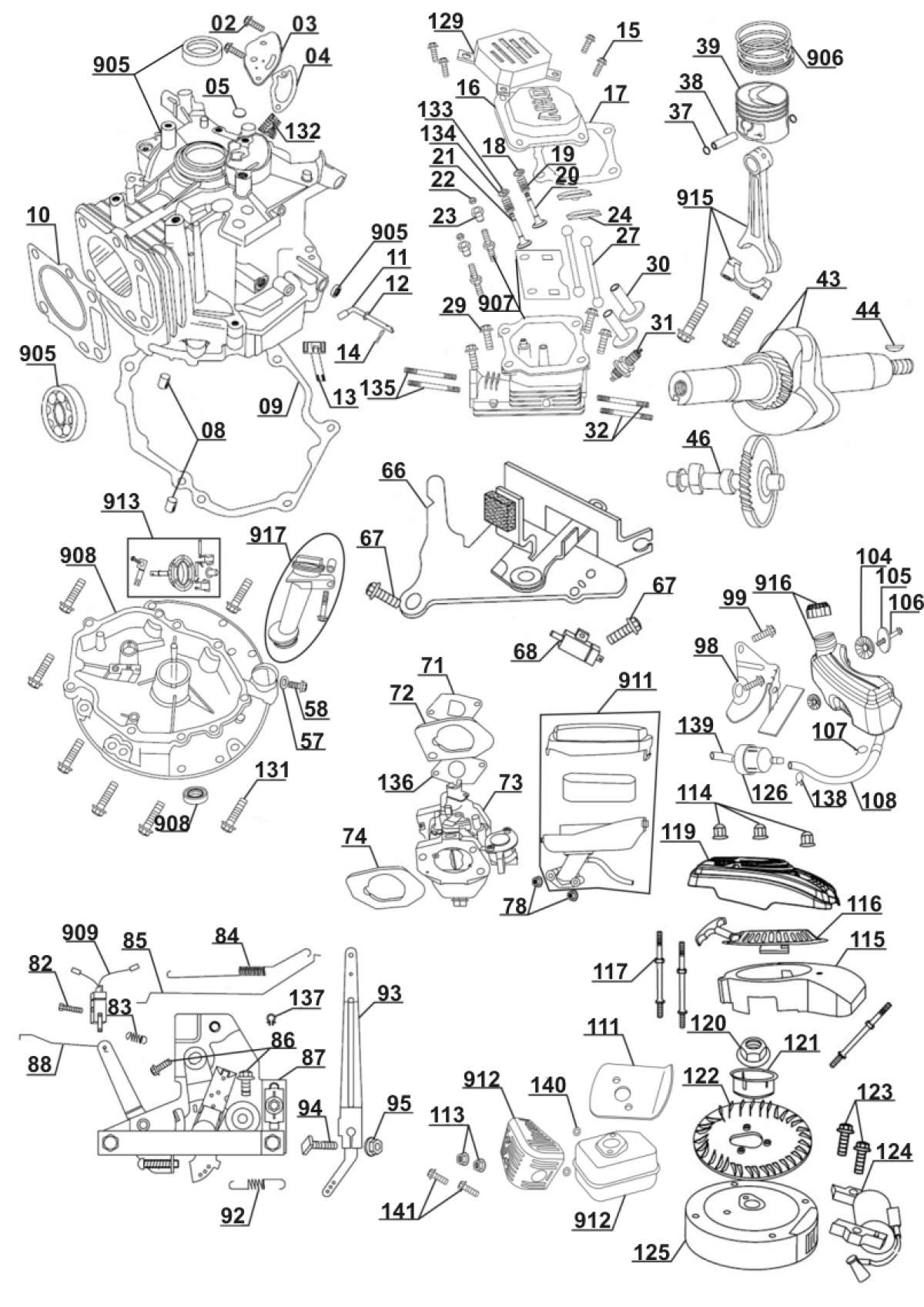 engine 135 ccm 4PS Artikel-Nr.: 340108501049 Ident-Nr.: Komponenten / Ersatzteile Position Artikel-Nr. Beschreibung Position Artikel-Nr.