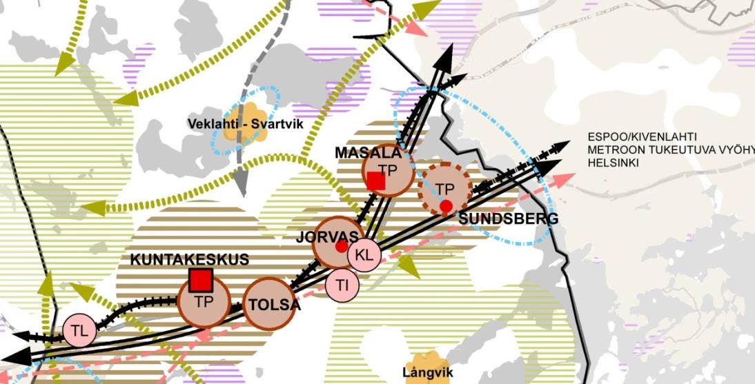 Bjönsinmäen asemakaava Selostus 21.04.2016 Kuva 12. Ote Kirkkonummen yleiskaavasta 2020. Kuva 13. Ote Kirkkonummen maankäytön kehityskuvasta 2020.