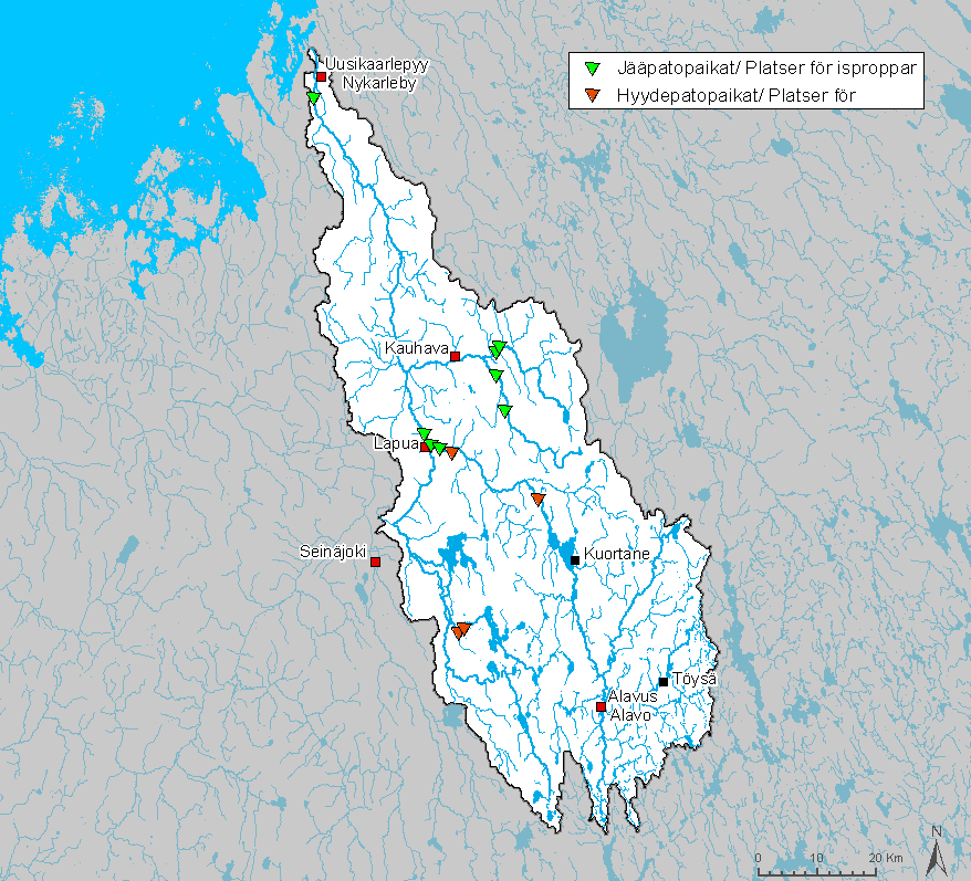 Keväällä 2006 (24.4.2006) Uudessakaarlepyyssä (keskustasta noin 2,5 km ylävirtaan) syntyi jääpato. Padon purkamiseksi ei tehty toimenpiteitä. Pato purkautui myöhemmin samana päivänä itsekseen.