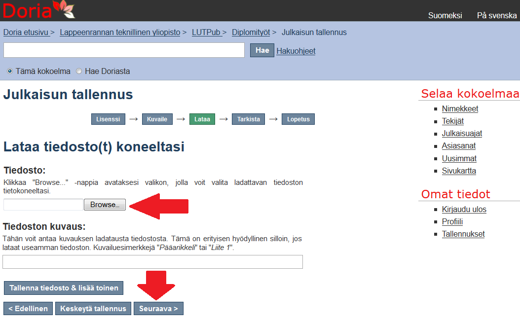 16. Lataa opinnäytetyösi yhtenä pdf-tiedostona tietokoneeltasi.