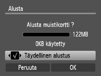 Muistikorttien alustaminen Ennen kuin käytät uutta muistikorttia tai toisissa laitteissa käytettyä muistikorttia, kortti on alustettava tässä kamerassa.