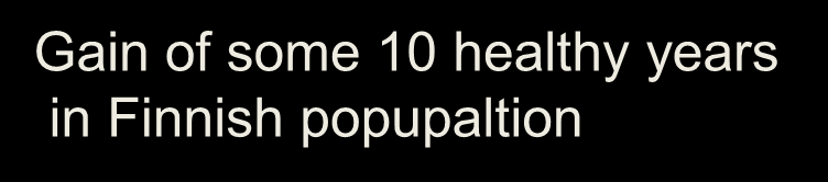 Change in age-adjusted mortality rates Finland, males aged 35 64 (per 100 000 population) Coronary heart disease start of the North Karelia Project extension of the Project nationally North Karelia