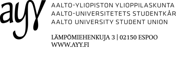 1(5) Stipendiohjesa a nto 1. luku Yleiset periaatteet 1 Stipendien tarkoitus Aalto-yliopiston ylioppilaskunta (AYY) jakaa jäsenilleen stipendejä 1.