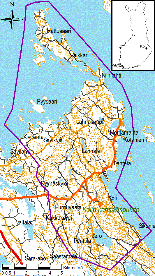 Kolin ja Hattusaaren alueen kuvaus Pinta-ala n. 11400 ha Asukkaita n.