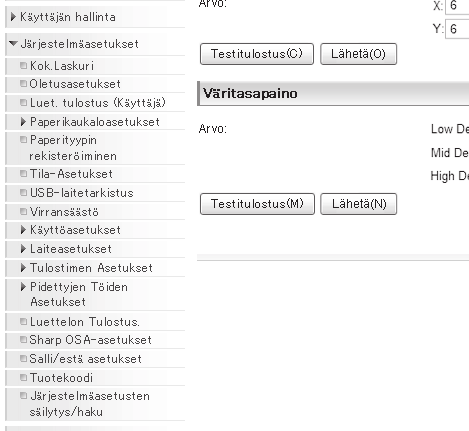 JÄRJESTELMÄASETUKSET Laitteen Web-palvelimen käyttö Kun alite on kytketty verkkoon, laitteen sisäänrakennettua Web-palvelinta voidaan käyttää tietokoneen verkkoselaimelta.
