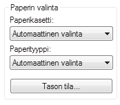 TULOSTUS PAPERILÄHTEEN VALINTA Tässä kappaleessa kerrotaan "Paperin valinta"-konfiguroinnista tulostinajurin ominaisuuksien ikkunan [Paperi]-välilehdellä.
