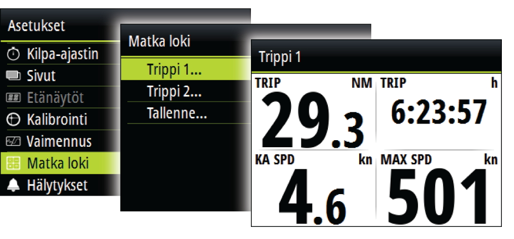 Käynnistä Käynnistää kilpa-ajastimen. Jos ajastin pysäytettiin eikä sitä nollattu, ajastin jatkaa ajan mittaamista siitä ajasta, joka siinä oli silloin, kun se pysäytettiin.