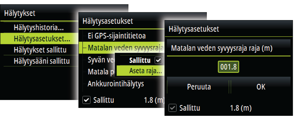 Ú Huomautus: muista kuin Navicon yksiköistä tullut hälytys on hyväksyttävä hälytyksen laukaisseessa yksikössä.