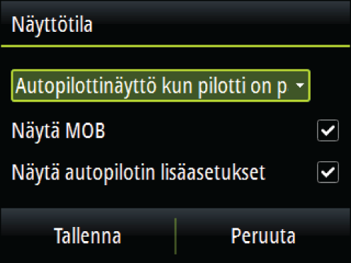 Yötila: ottaa käyttöön/pois käytöstä yötilan väripaletin Yötilan väri: asettaa yötilan väripaletin Käännä päivävärit: muuttaa sivujen taustavärin oletusväristä valkoisesta mustaksi Nuku: säästää