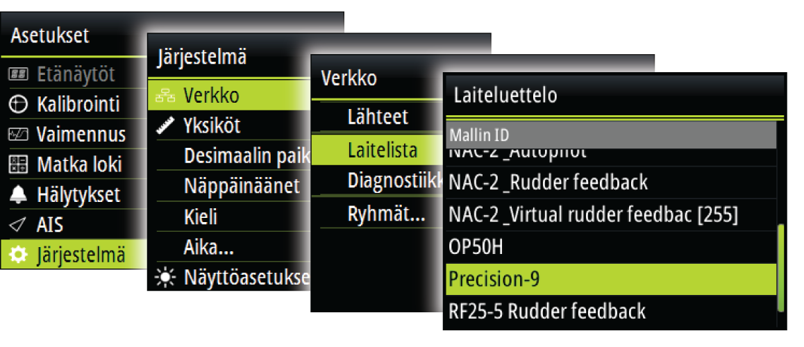 Yhdistettyjen NMEA 2000 -anturien ohjelmistoversio on saatavissa laiteluettelossa. Uusimman ohjelmiston voi ladata verkkosivustostamme osoitteesta www.bandg.com. Yksikön ohjelmistopäivitykset 1.