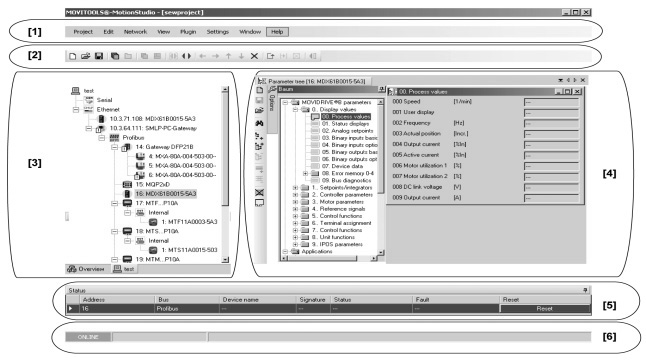 9 MOVITOOLS MotionStudio Ethernetin kautta Yleiskatsaus 9 MOVITOOLS MotionStudio Ethernetin kautta Käyttösovelluksen parametrointi, visualisointi ja diagnoosi voidaan tehdä mukavasti MOVITOOLS