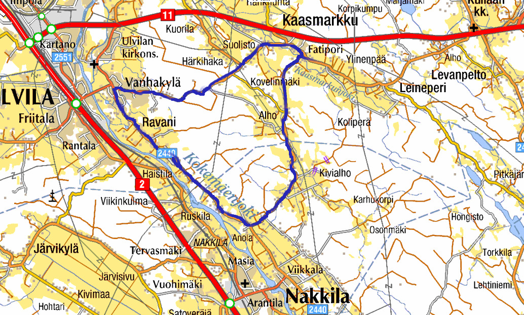 Etappi 3 ANOLAN AJO, kilpailureitti n. 25km Lähtö Maali Anolan ajo Kierros 25km Anolan Ajon lähtö järjestäytyy koulun piha-alueella. Vapaa vauhti alkaa kilpailijoiden käännyttyä Kivialhontielle (n.