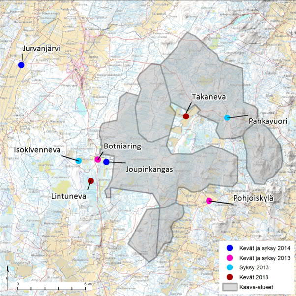12.2.2015 67 (103) Kuva 36. Muutontarkkailupisteet on merkitty karttaan pisteillä.