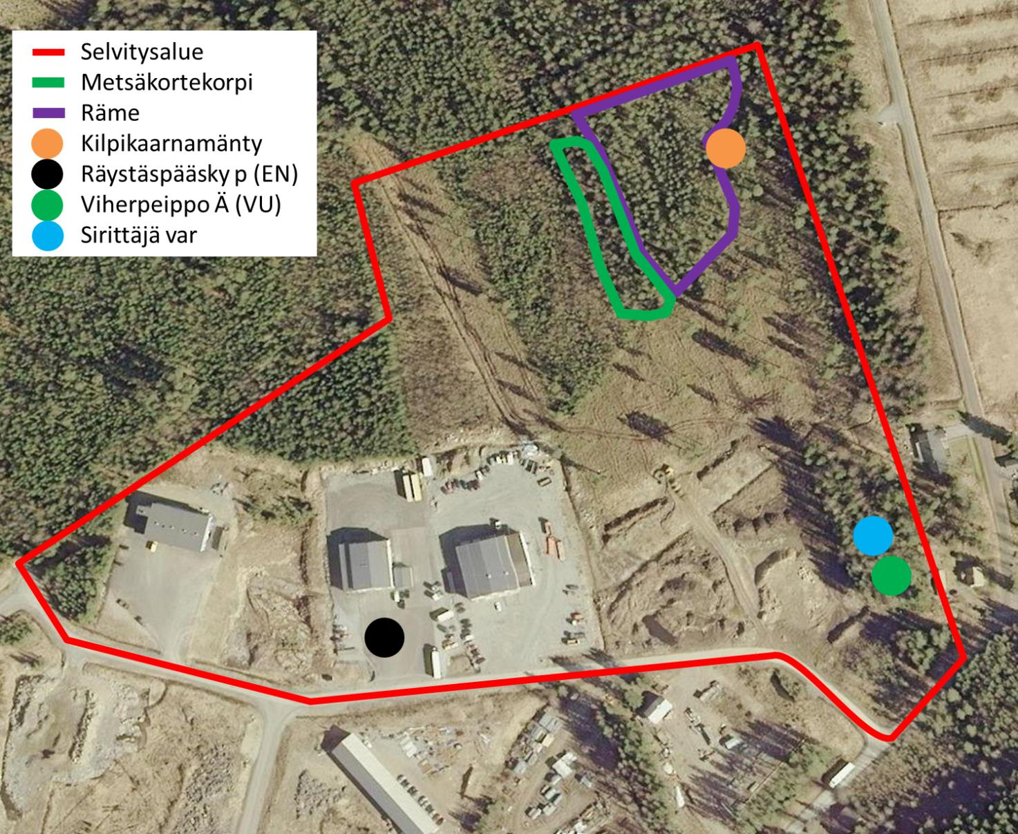 Kannen kuva: Maariankämmekkä Karjolan metsäkortekorvessa. Kuva 1. Tutkimusalueen rajaus, luontoarvoja sisältävät kohteet ja merkittävimmät lajihavainnot. Ilmakuva: Maanmittauslaitos. 2. uontoarvot 2.