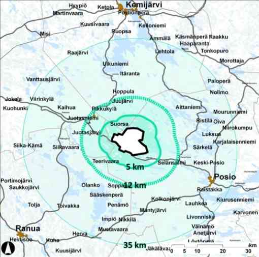 Viime aikoina Suomessa toteutetuissa YVA-menettelyissä suuren kokoluokan tuulivoimaloiden teoreettisena maksiminäkyvyysalueena on pidetty noin 35 km etäisyyttä voimaloista.