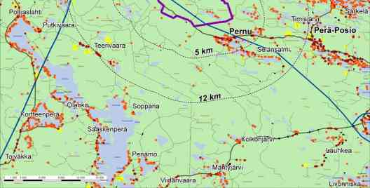 tai vähäpuustoiset suot. Pitkiä näkymiä saattaa aueta myös esimerkiksi korkeimmilta maastonkohdilta tai alueen tiestöä pitkin.
