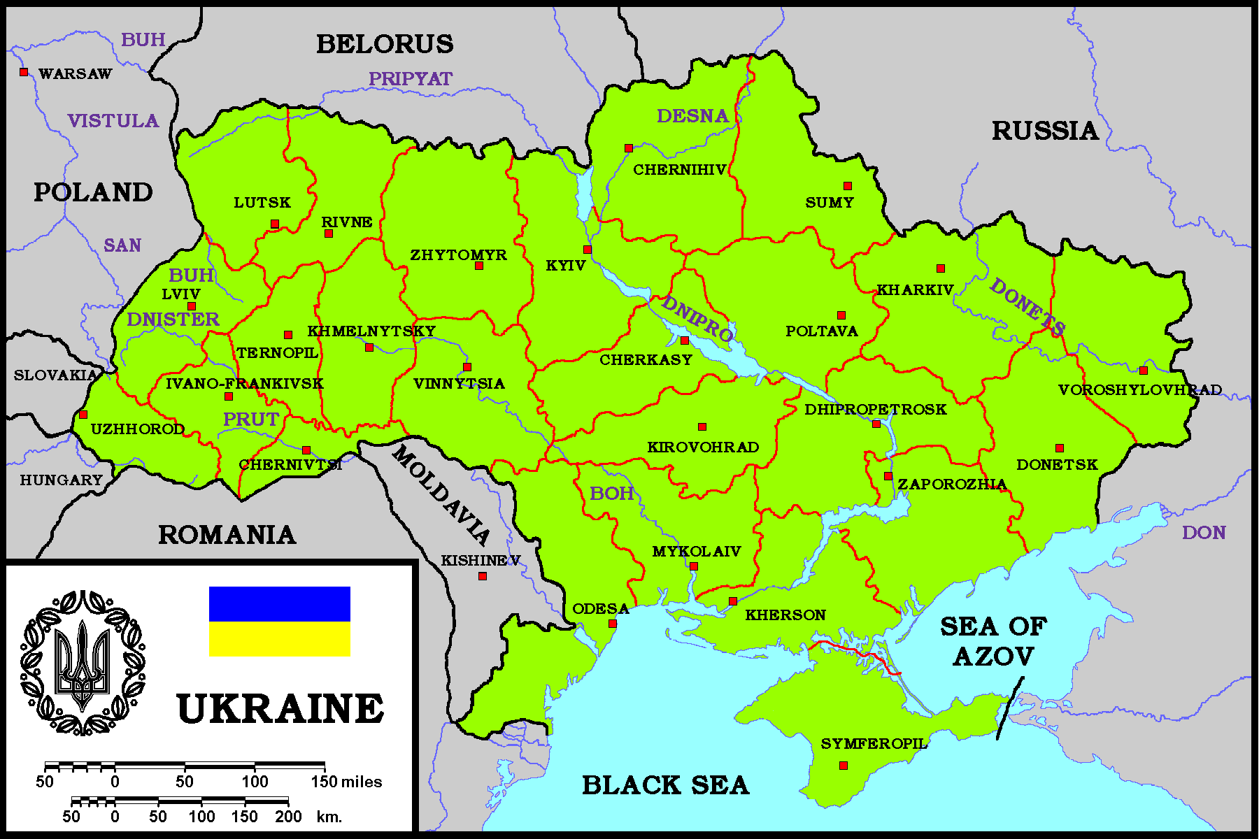 Itä-Ukrainan alueiden osuudet