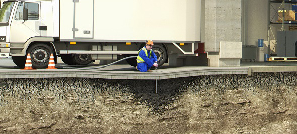 PERUSTUSTEN JA RAKENTEIDEN NOSTAMINEN POWERPILE Suomi Oy nostaa painuneet lattiat, perustukset, tienpinnat ja muut rakenteet nopeasti ja häiriöttömästi.