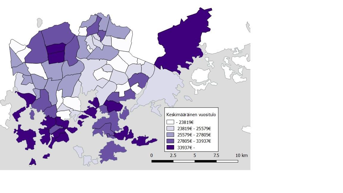 Helsingin kaupunki Pöytäkirja 22/2016 329 (340) Sj/3 Kartta 5: Ilman peruskoulun jälkeistä tutkintoa olevien