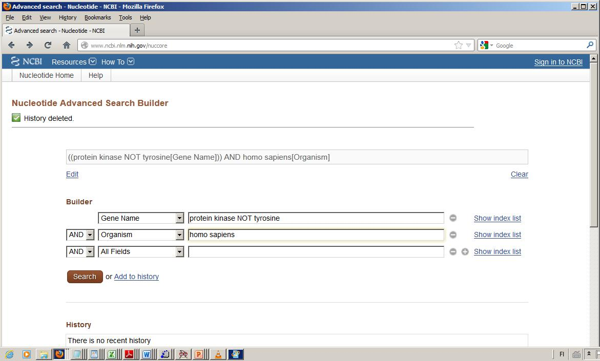Genbank Advanced Search Haku: Gene Name:
