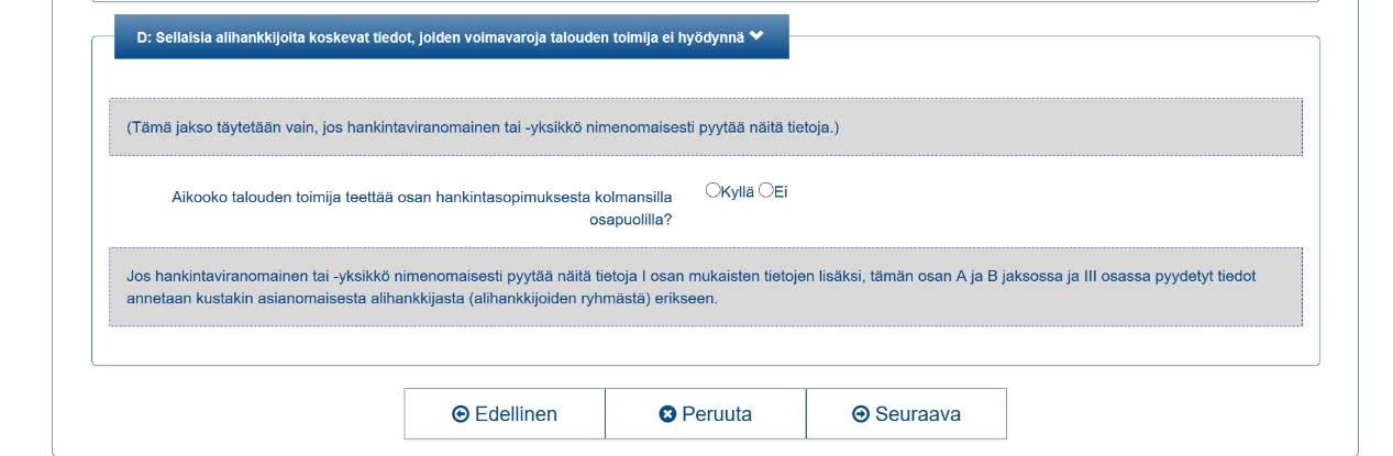 Sivu 4 / 11 (www.ytj.fi) voi syöttää kohtaan Jos kyseiset asiakirjat ovat saatavilla sähköisesti, annetaan seuraavat tiedot.