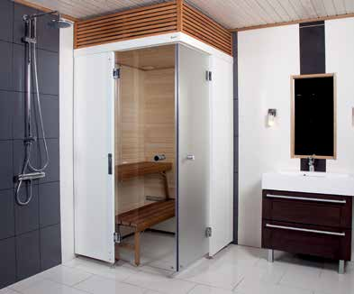 Harvia SmartFold -kylpyhuonesauna Ota kylpyhuoneen neliöt tehokäyttöön Tästä alkaa kylpyhuoneen tilankäytön uusi aikakausi.