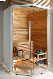 Harvia Sirius -kylpyhuonesauna Harvia Sirius on tyylikäs ja moderni saunamalli, jossa on paljon lasipintaa.