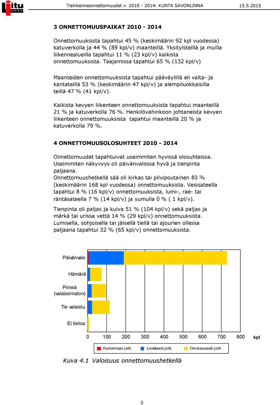 Taajamissa tapahtui 65 % (132 /v) Maanteiden onnettomuuksista tapahtui pääväylillä eli valta- ja kantateillä 53 % (keskimäärin 47 /v) ja alempiluokkaisilla teillä 47 % (41 /v).