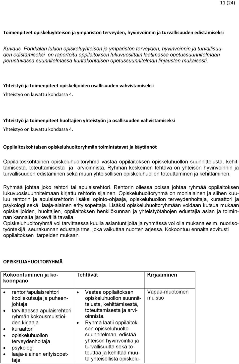 Yhteistyö ja toimenpiteet opiskelijoiden osallisuuden vahvistamiseksi Yhteistyö on kuvattu kohdassa 4.