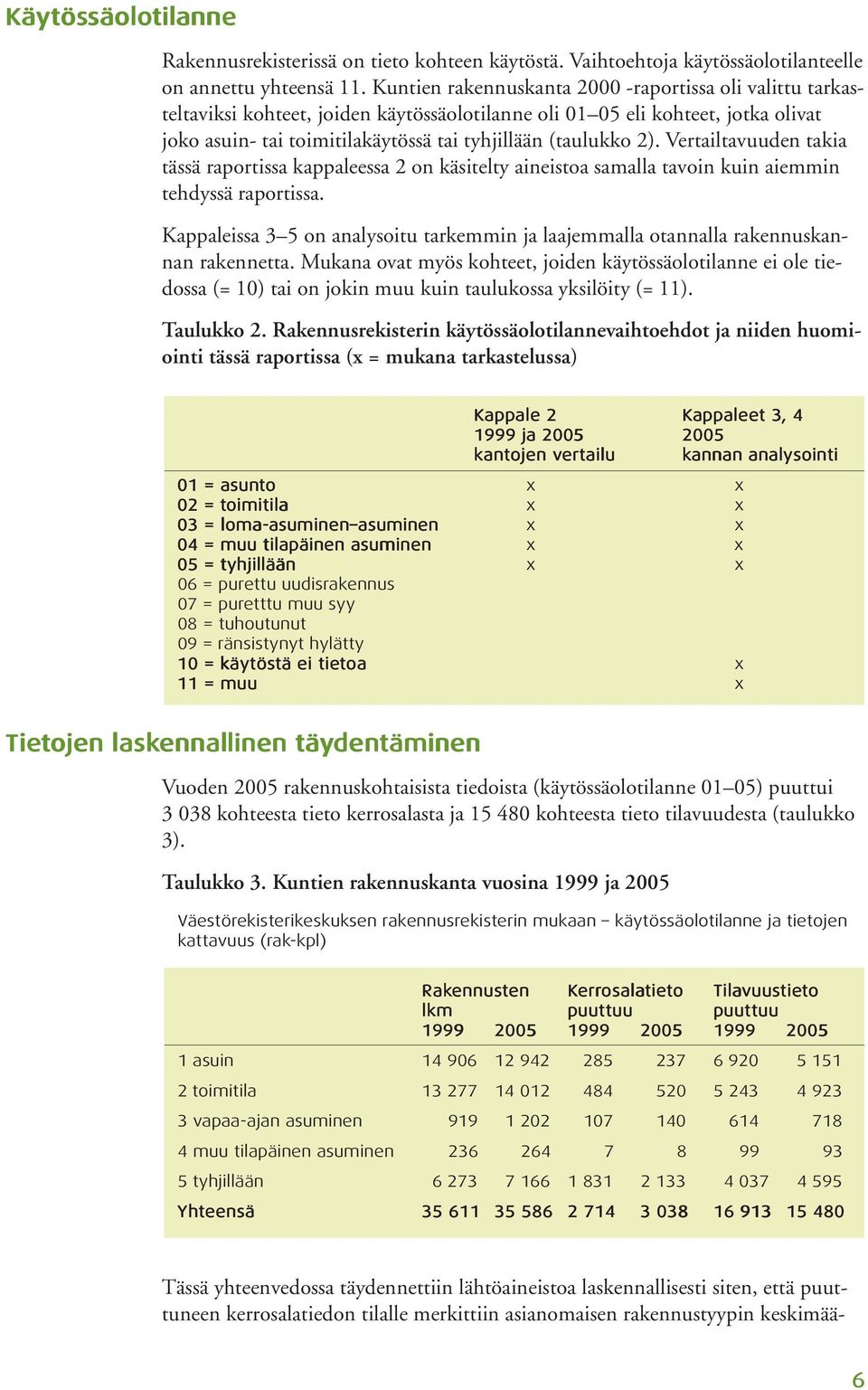 2). Vertailtavuuden takia tässä raportissa kappaleessa 2 on käsitelty aineistoa samalla tavoin kuin aiemmin tehdyssä raportissa.