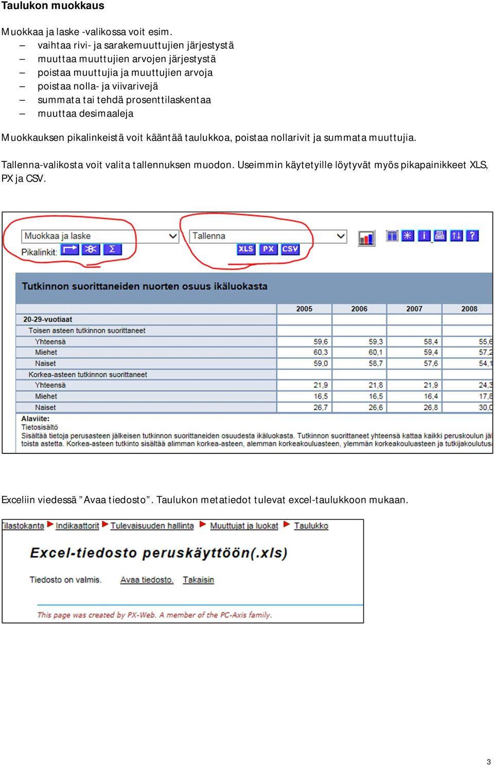 ja viivarivejä summata tai tehdä prosenttilaskentaa muuttaa desimaaleja Muokkauksen pikalinkeistä voit kääntää taulukkoa, poistaa nollarivit