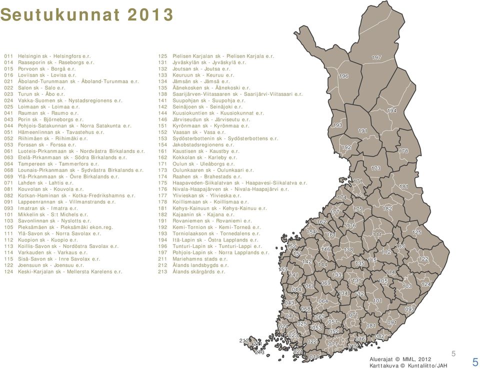 r. 138 Saarijärven-Viitasaaren sk - Saarijärvi-Viitasaari e.r. 024 Vakka-Suomen sk - Nystadsregionens e.r. 141 Suupohjan sk - Suupohja e.r. 025 Loimaan sk - Loimaa e.r. 142 Seinäjoen sk - Seinäjoki e.