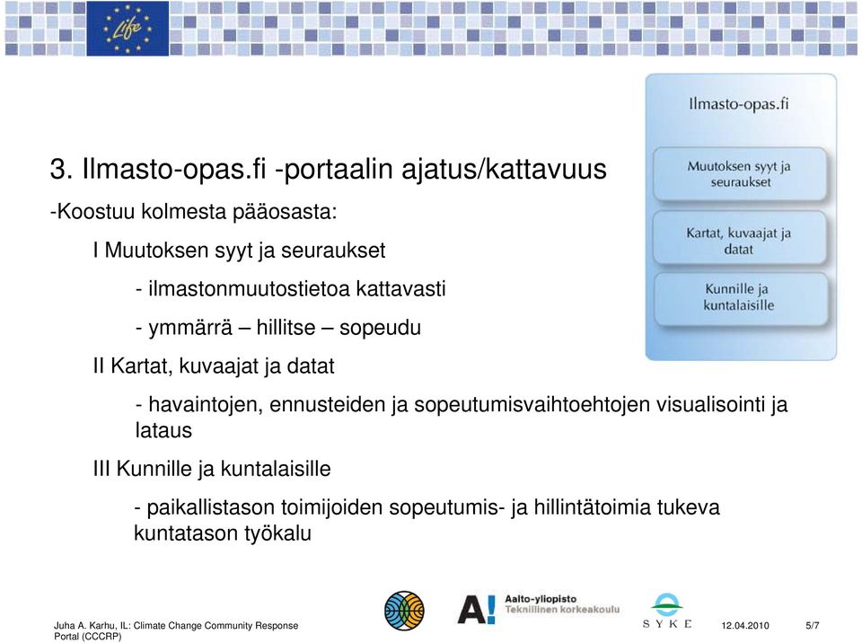 ilmastonmuutostietoa kattavasti - ymmärrä hillitse sopeudu II Kartat, kuvaajat ja datat -