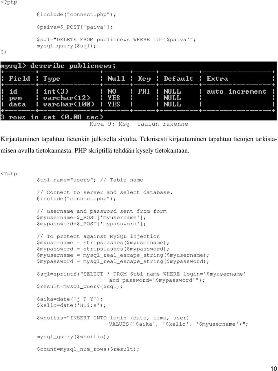 // username and password sent from form $myusername=$_post['myusername']; $mypassword=$_post['mypassword']; // To protect against MySQL injection $myusername = stripslashes($myusername); $mypassword