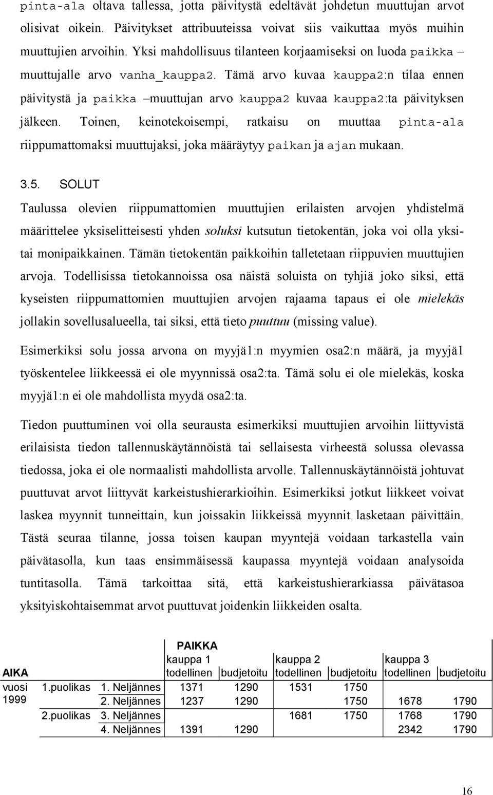Tämä arvo kuvaa kauppa2:n tilaa ennen päivitystä ja paikka muuttujan arvo kauppa2 kuvaa kauppa2:ta päivityksen jälkeen.