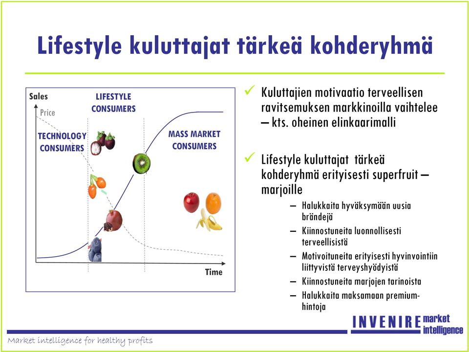 oheinen elinkaarimalli Lifestyle kuluttajat tärkeä kohderyhmä erityisesti superfruit marjoille Halukkaita hyväksymään uusia