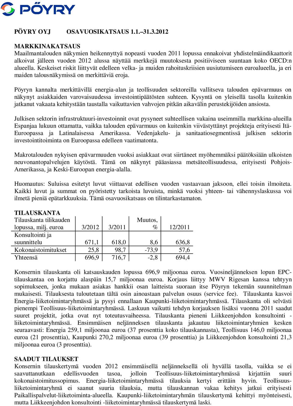 positiiviseen suuntaan koko OECD:n alueella. Keskeiset riskit liittyvät edelleen velka- ja muiden rahoituskriisien uusiutumiseen euroalueella, ja eri maiden talousnäkymissä on merkittäviä eroja.