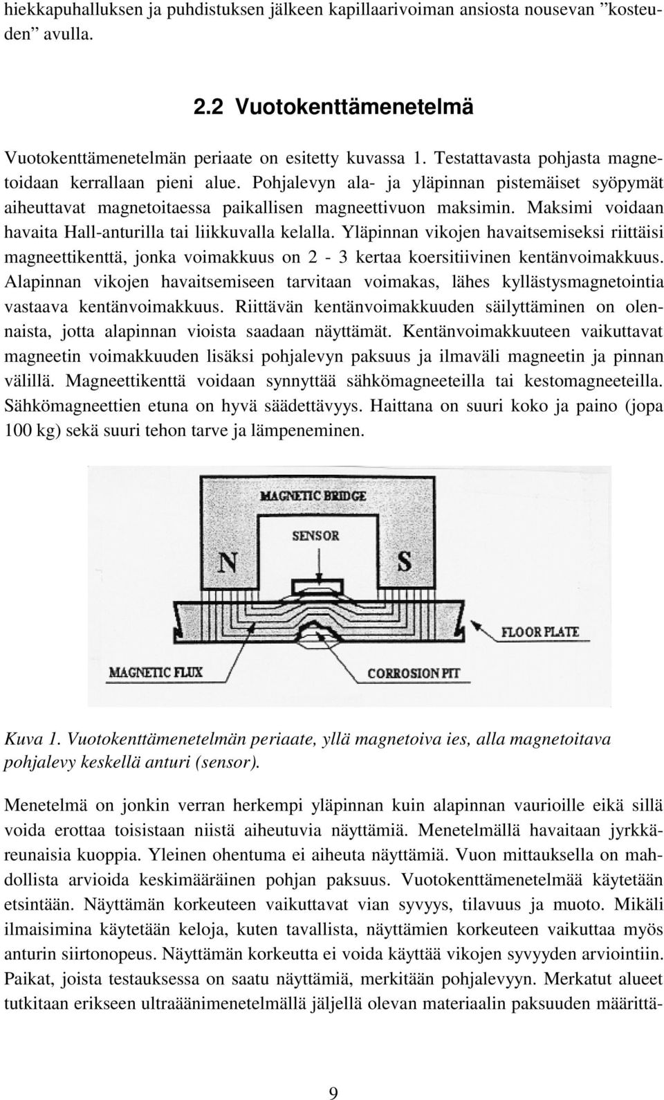 Maksimi voidaan havaita Hall-anturilla tai liikkuvalla kelalla. Yläpinnan vikojen havaitsemiseksi riittäisi magneettikenttä, jonka voimakkuus on 2-3 kertaa koersitiivinen kentänvoimakkuus.
