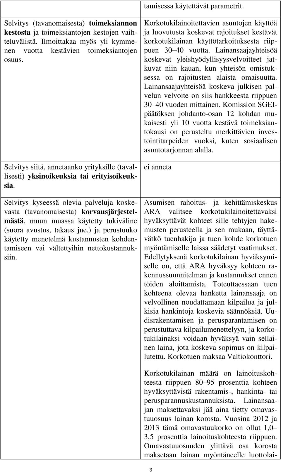 Selvitys kyseessä olevia palveluja koskevasta (tavanomaisesta) korvausjärjestelmästä, muun muassa käytetty tukiväline (suora avustus, takaus jne.