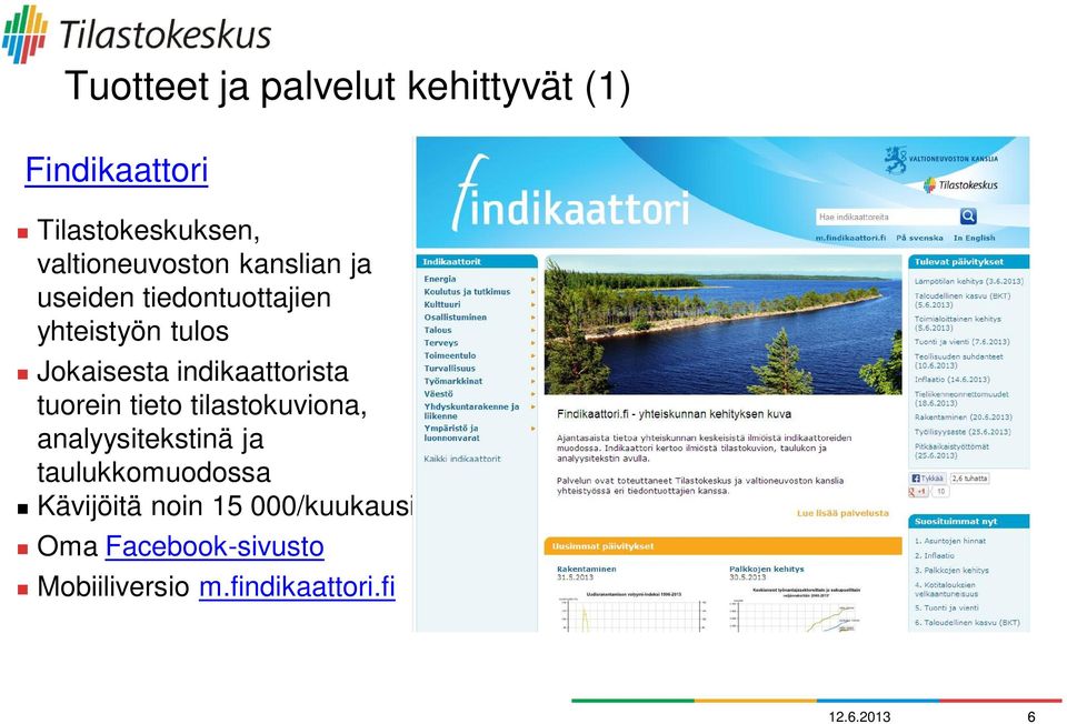 indikaattorista tuorein tieto tilastokuviona, analyysitekstinä ja