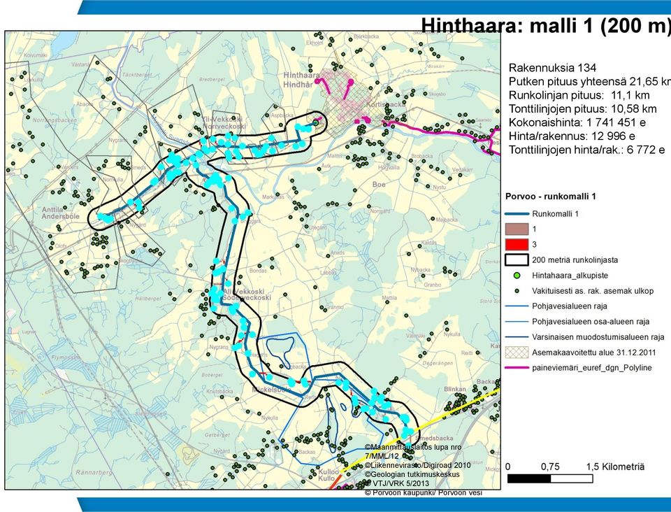 Hinta/rakennus: 12 996 e Tonttilinjojen hinta/rak.