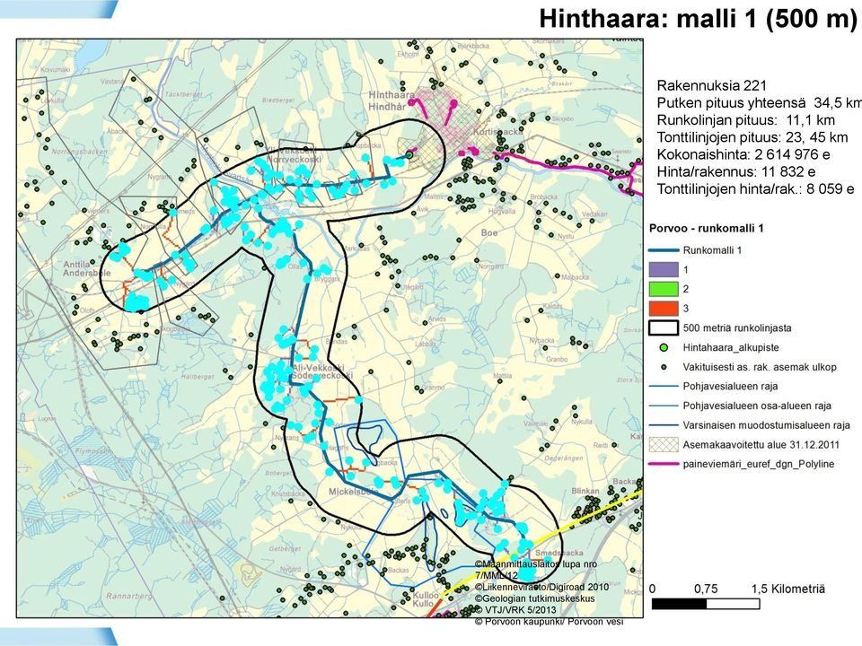 Hinta/rakennus: 11 832 e Tonttilinjojen hinta/rak.