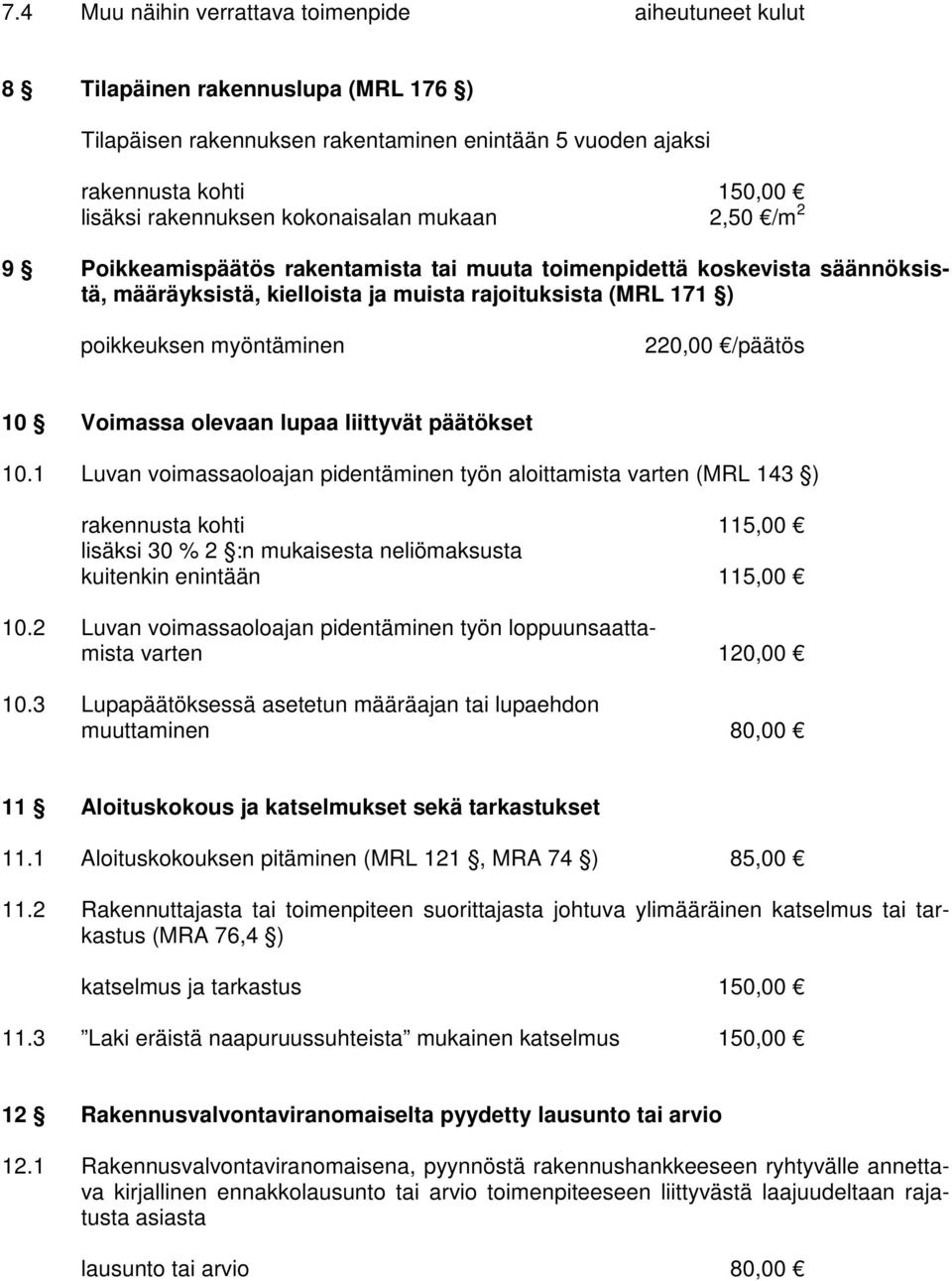 220,00 /päätös 10 Voimassa olevaan lupaa liittyvät päätökset 10.