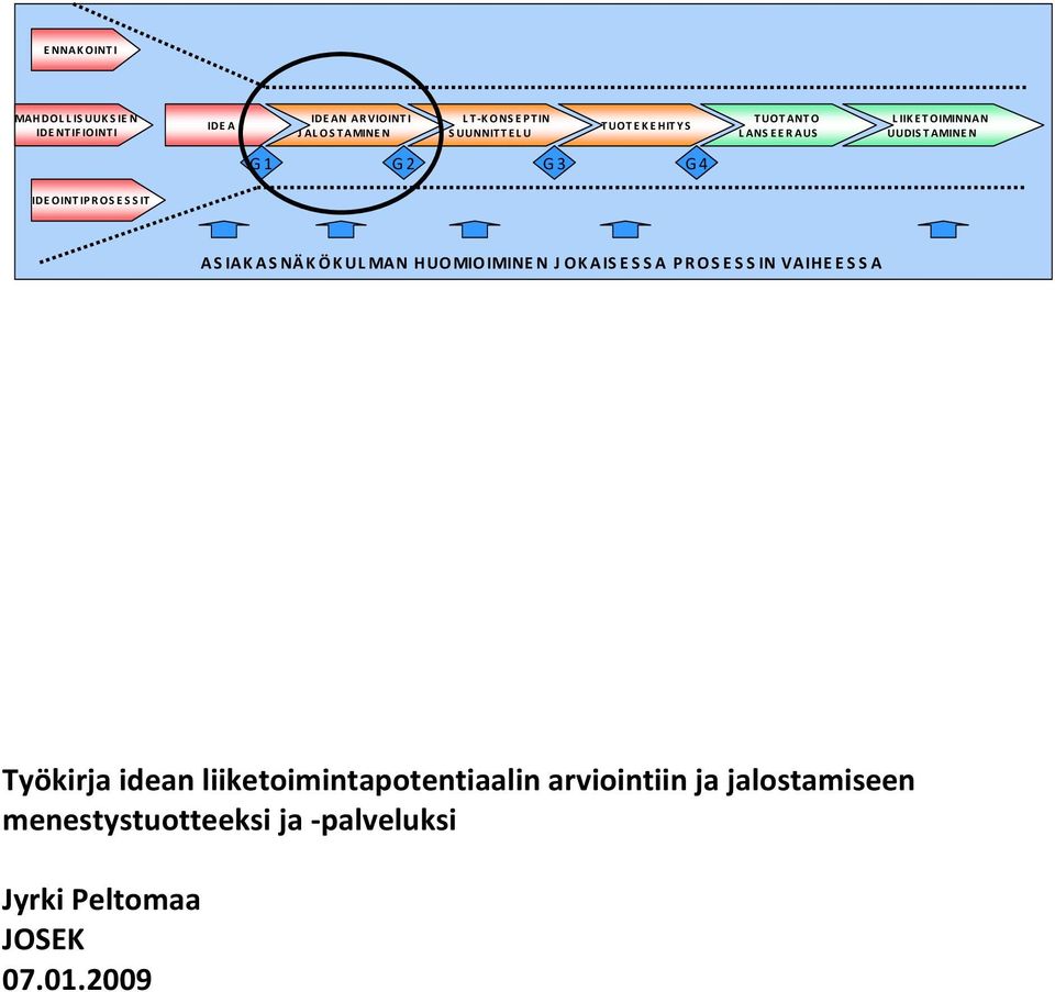 OS E S S IT ASIAKASNÄKÖKULMAN HUOMIOIMINE N JOKAISESSA PROSESSIN VAIHEESSA Työkirja idean