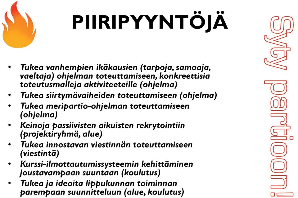 Keinoja passiivisten aikuisten rekrytointiin (projektiryhmä, alue) Tukea innostavan viestinnän toteuttamiseen (viestintä)